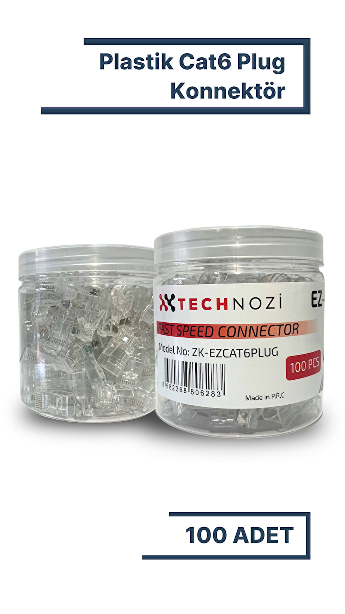 100 Adet Yeni Nesil (Delikli, Açık Uçlu) Cat6 EZ RJ45 Konnektör UTP Jack