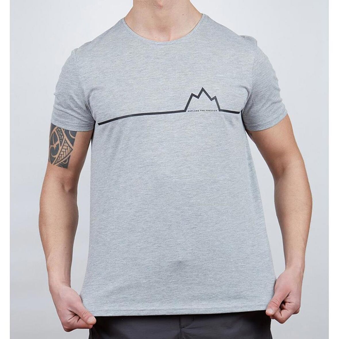 600609 Alpinist Nordic Erkek T-Shirt Gri Melanj S