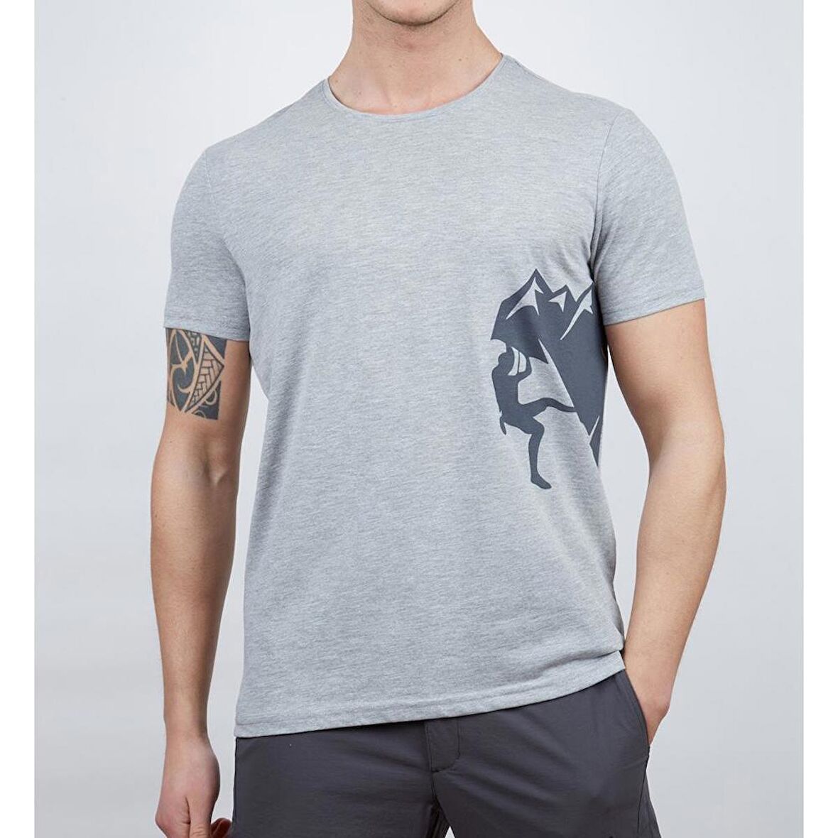 600611 Alpinist Camp Erkek T-Shirt Gri Melanj M