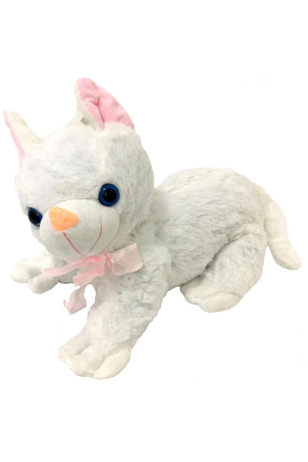 Sesli Beyaz Kedi Peluş 33 Cm.