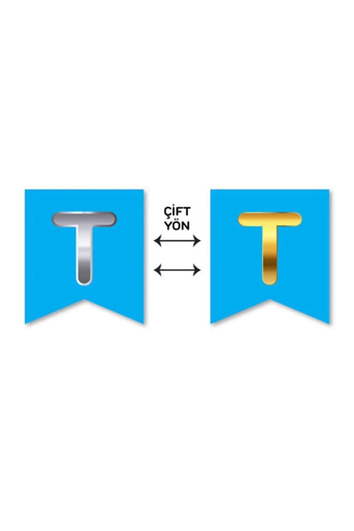 Çift Taraflı Harf Banner Gold/Gümüş Mavi T