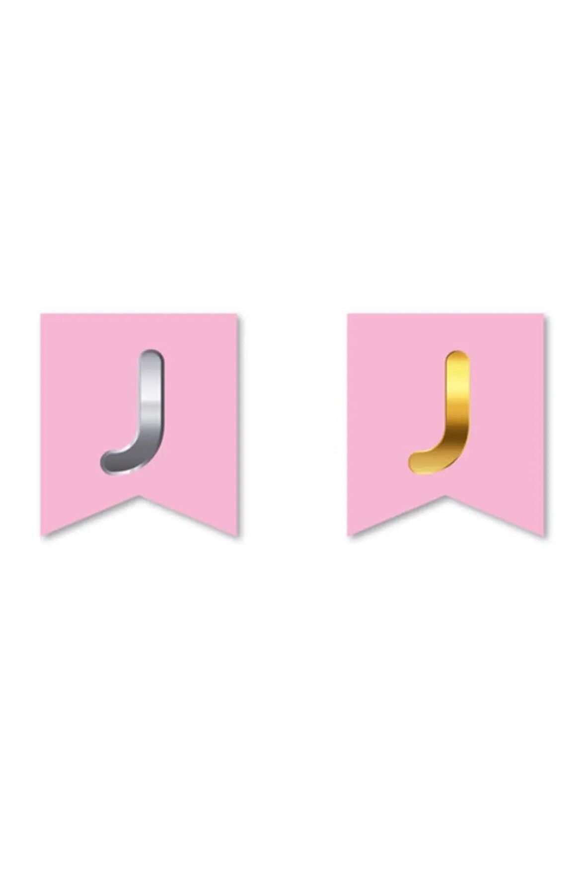 Çift Taraflı Harf Banner Gold/Gümüş Pembe J