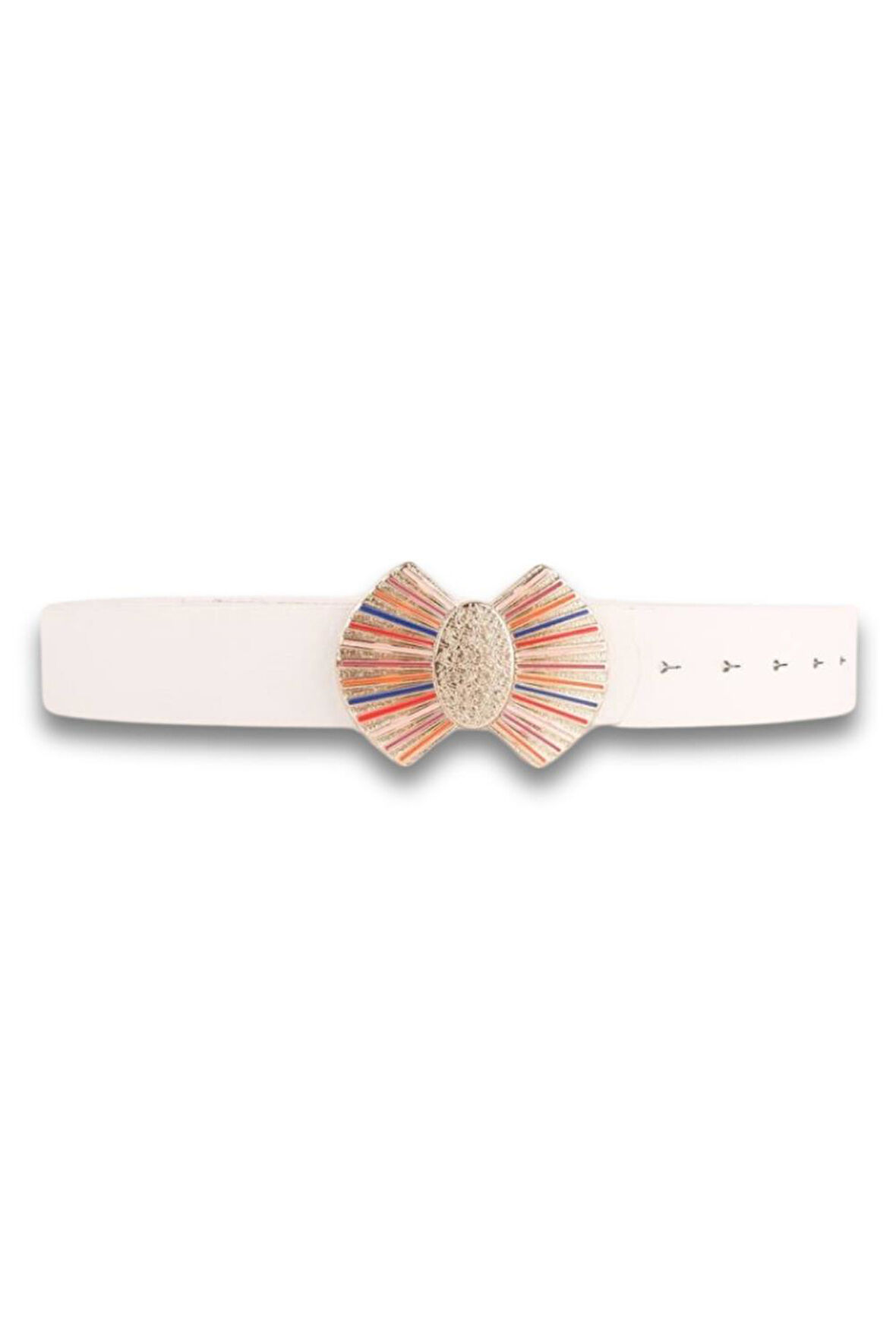 Vos Versa Renkli Mineli Gold Tokalı Siyah İnce Kadın Kemeri VOSDK0101101