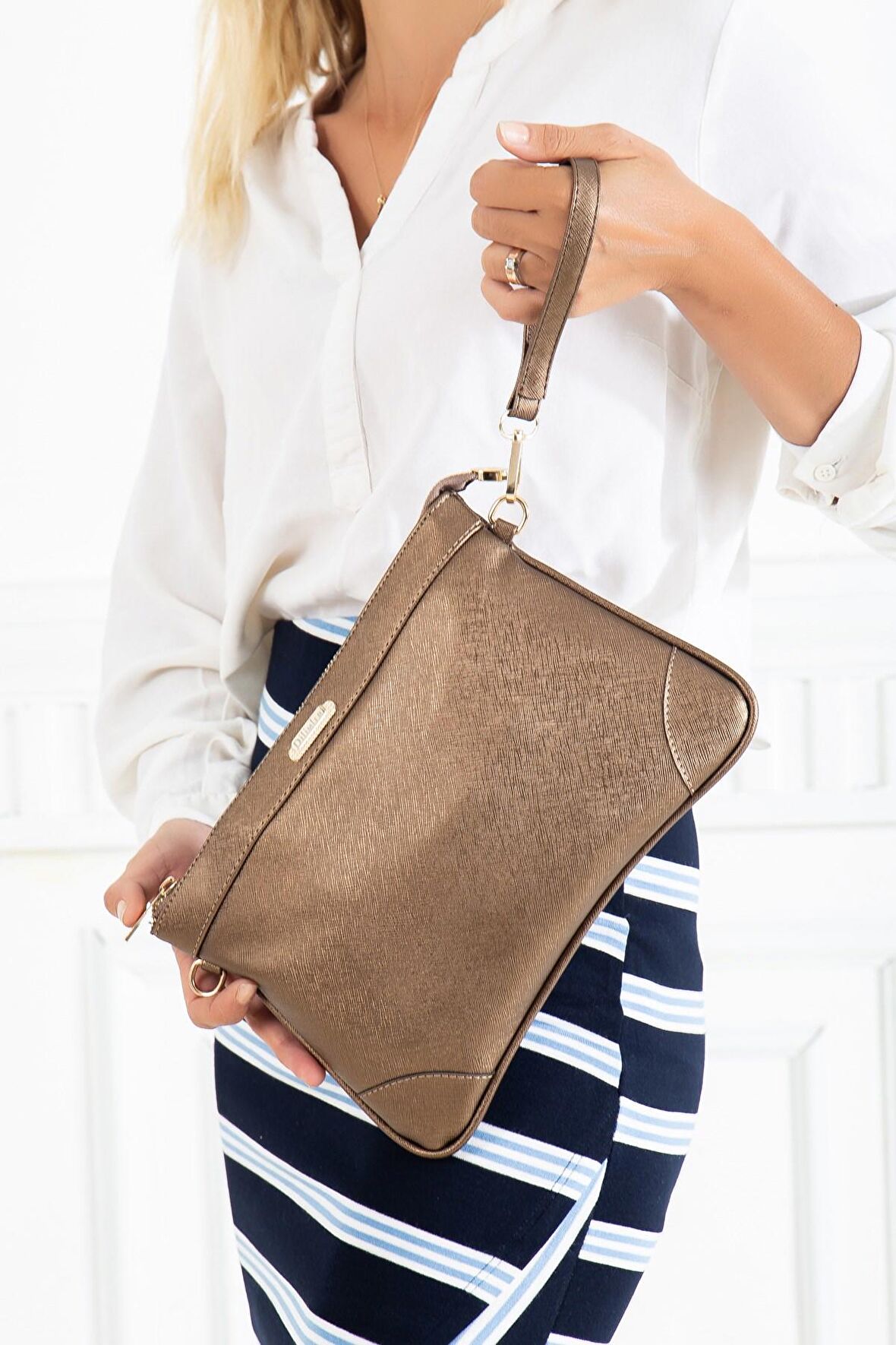 Prada Malzeme Uzun Kısa Askılı Bakır Kadın Portföy Çanta