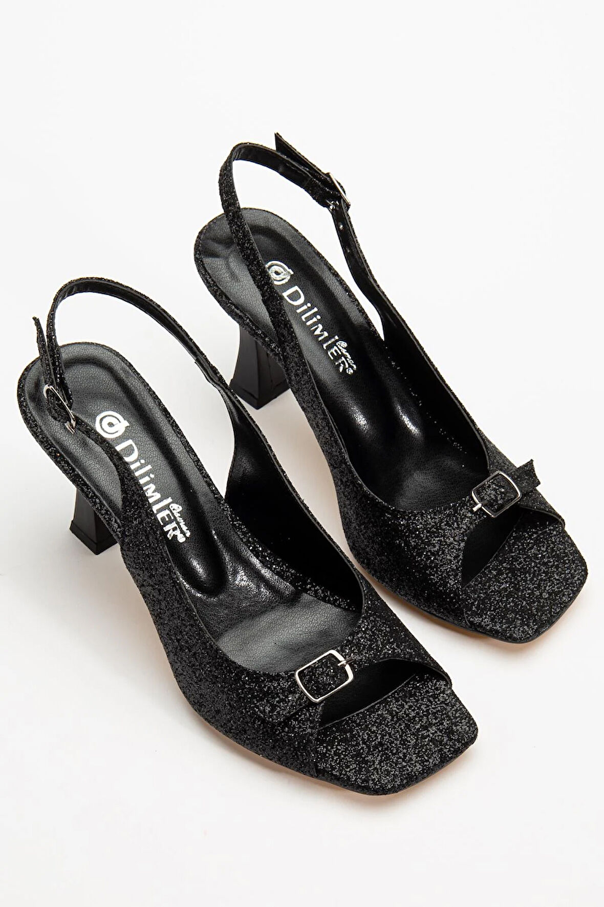 Büyük Numara Kadeh Topuk Siyah Sİyah Kadın Topuklu Sandalet