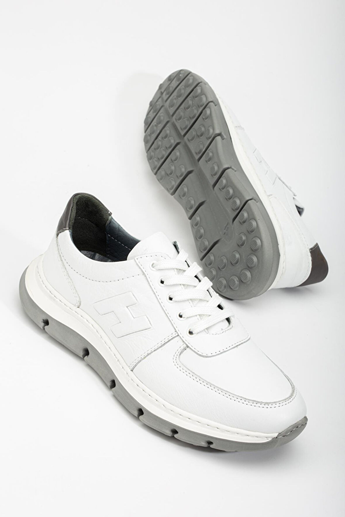 Hakiki Deri Erkek Günlük Ayakkabı Beyaz H Model Eva Taban