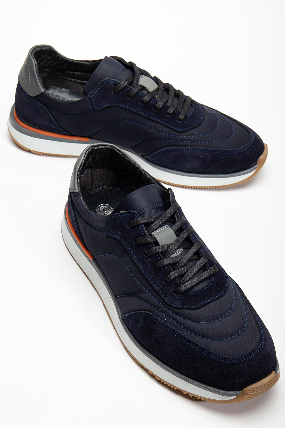 Hakiki Deri Süet Erkek Günlük Ayakkabı Lacivert Termo 2 Renk Taban Bağcıklı