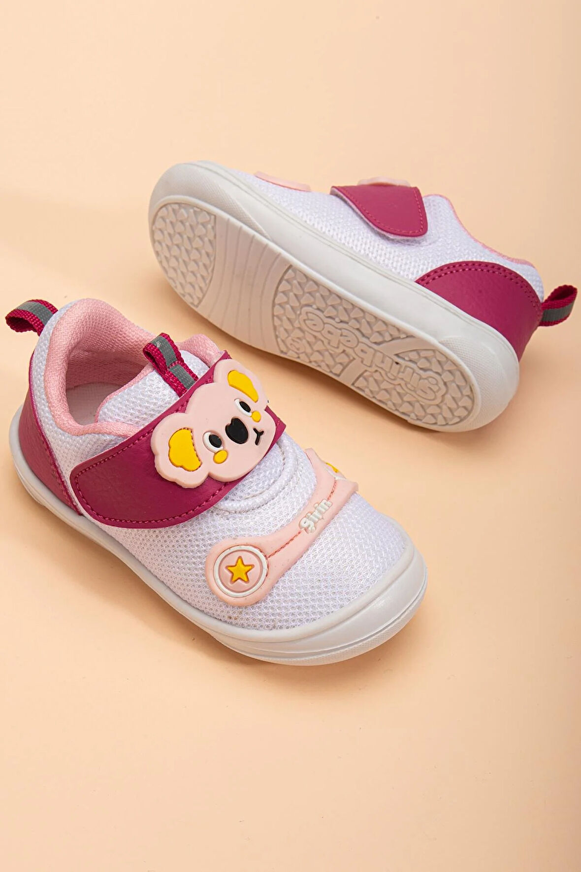 Şirinbebe Ortopedik Kız Bebek İlkadım Ayakkabı Fuşya Cırtlı Anorak