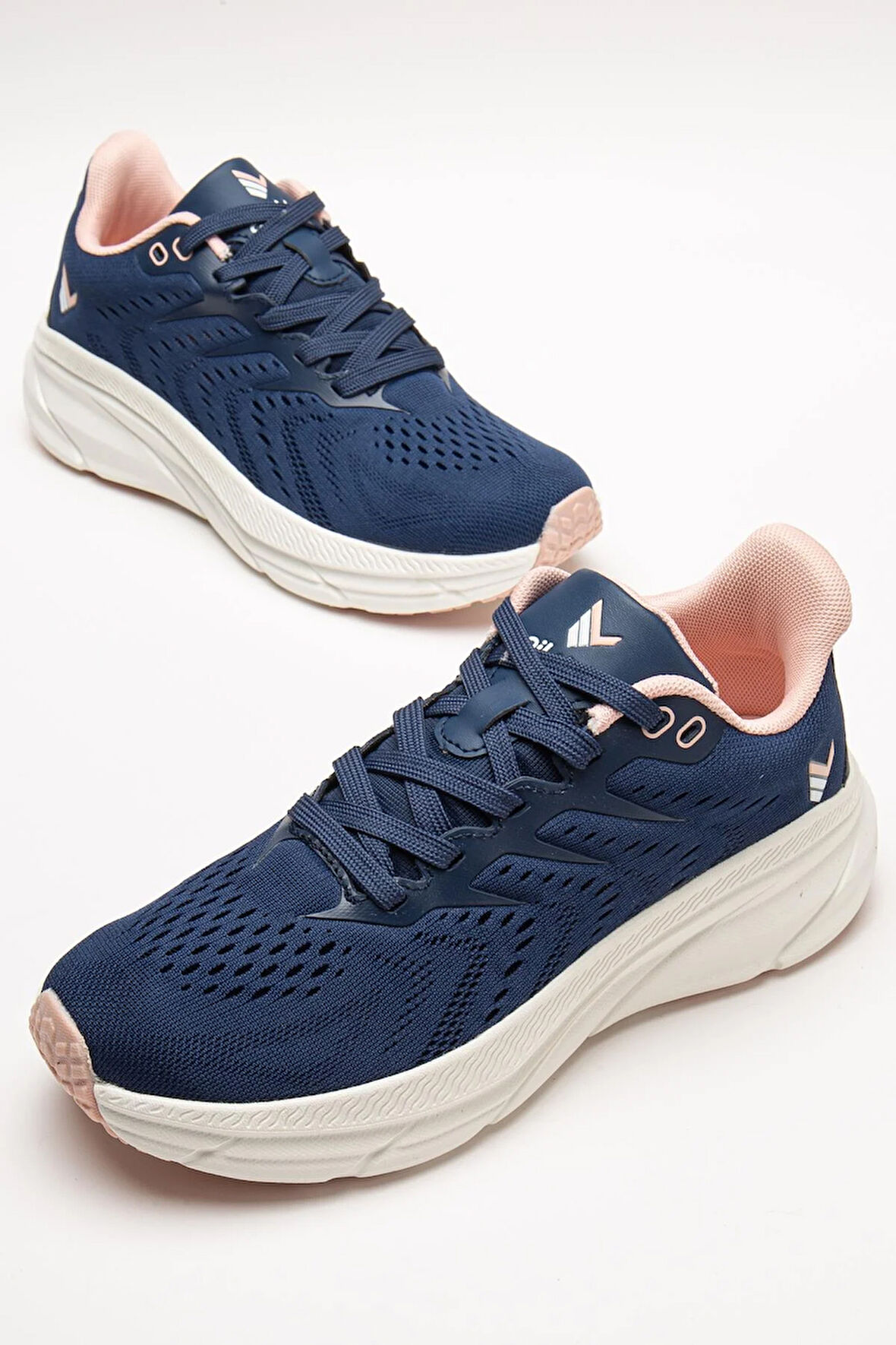 Kadın Spor Ayakkabı Lacivert Hafif Kalın Renkli Taban