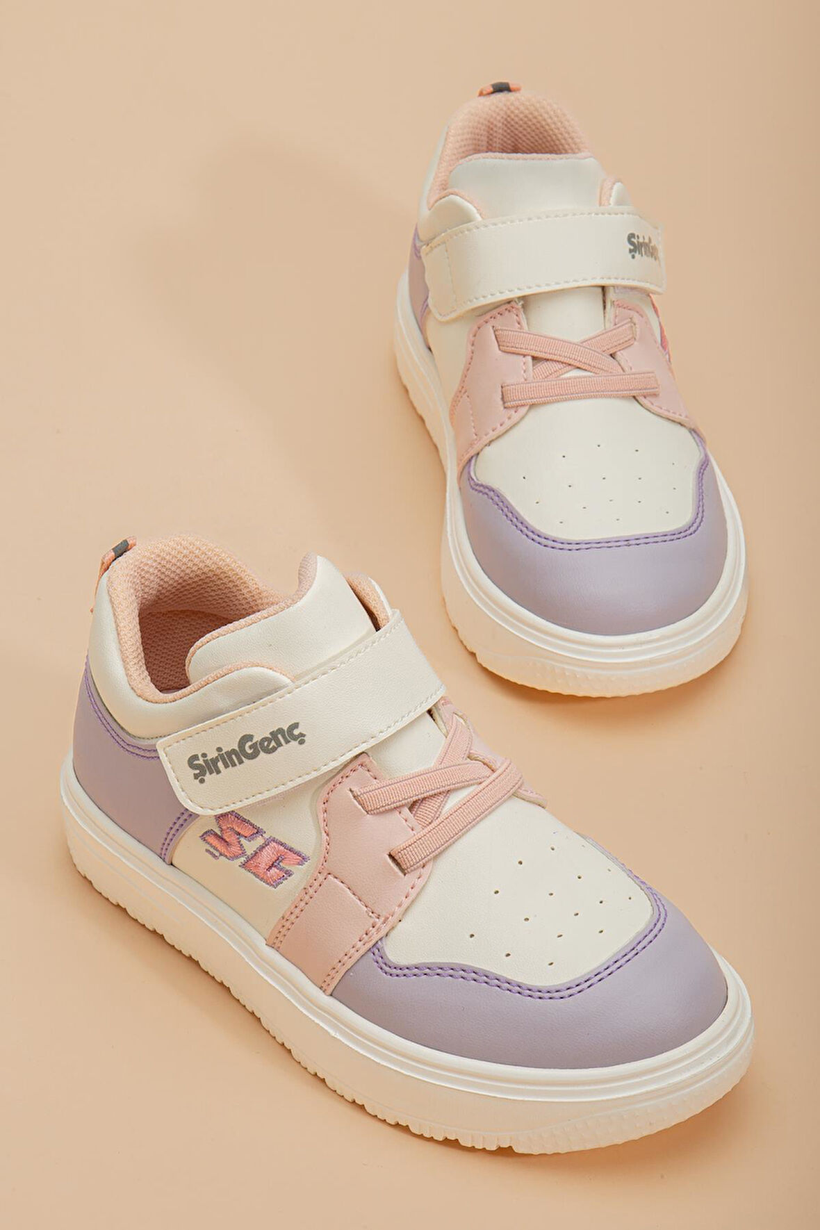 Şirinbebe Şiringenç Kız Çocuk Spor Ayakkabı Ortopedik Pudra Cırtlı