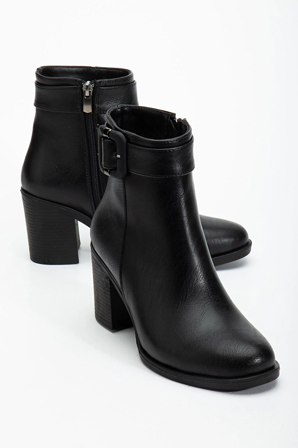 Siyah Kadın Topuklu Bot Suni Deri Terrmo Taban Yüzüdüz