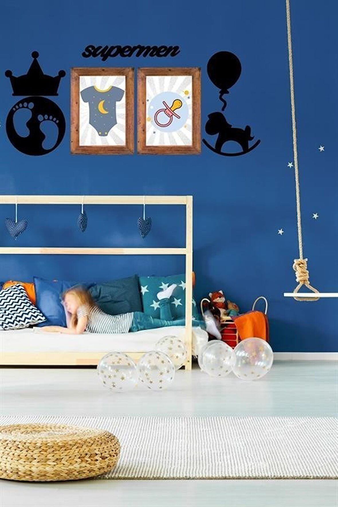 Evyora® DECO103 Supermen Dekoratif Duvar Süsü Tablo Aksesuar Ahşap Tasarım Hediye Pano Sticker Seti