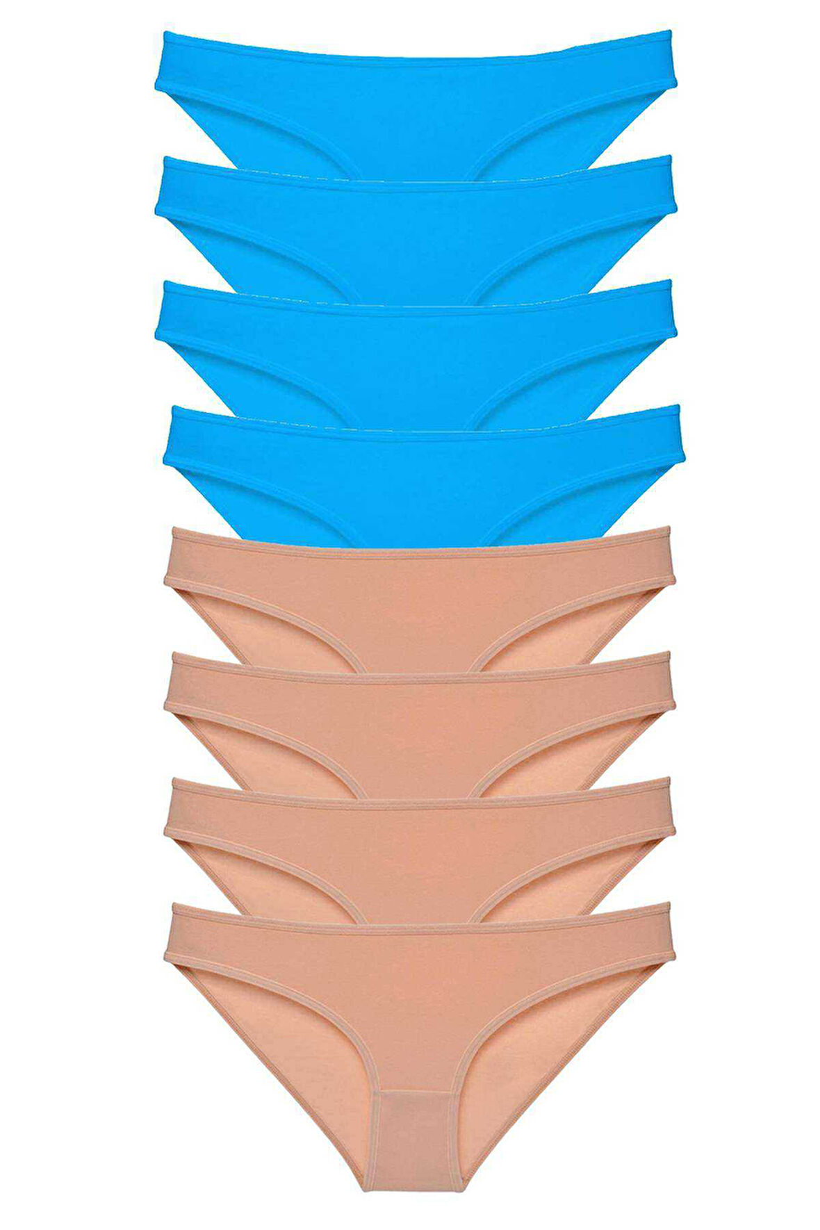 8 adet Eko Set Likralı Kadın Slip Külot Ten ve Mavi