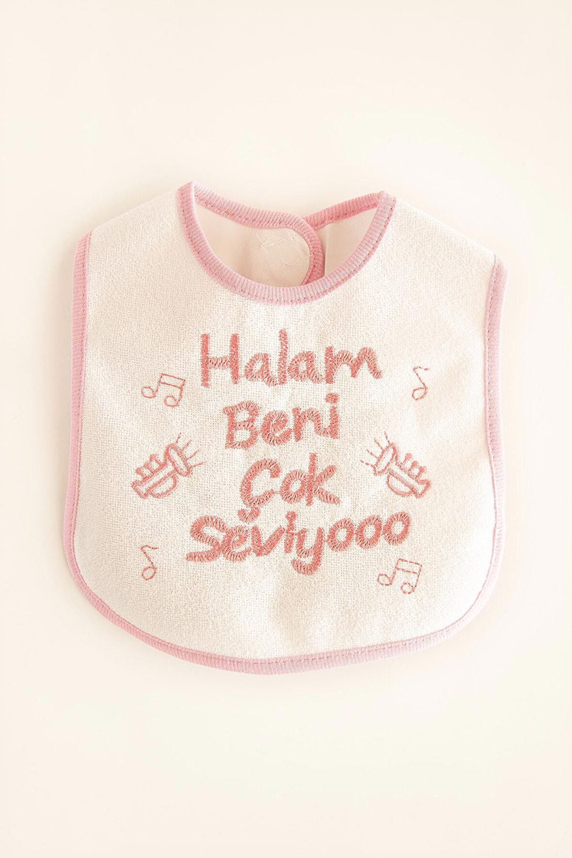 Halam Beni Çok Seviyoo Yazılı Mama Önlüğü Pembe