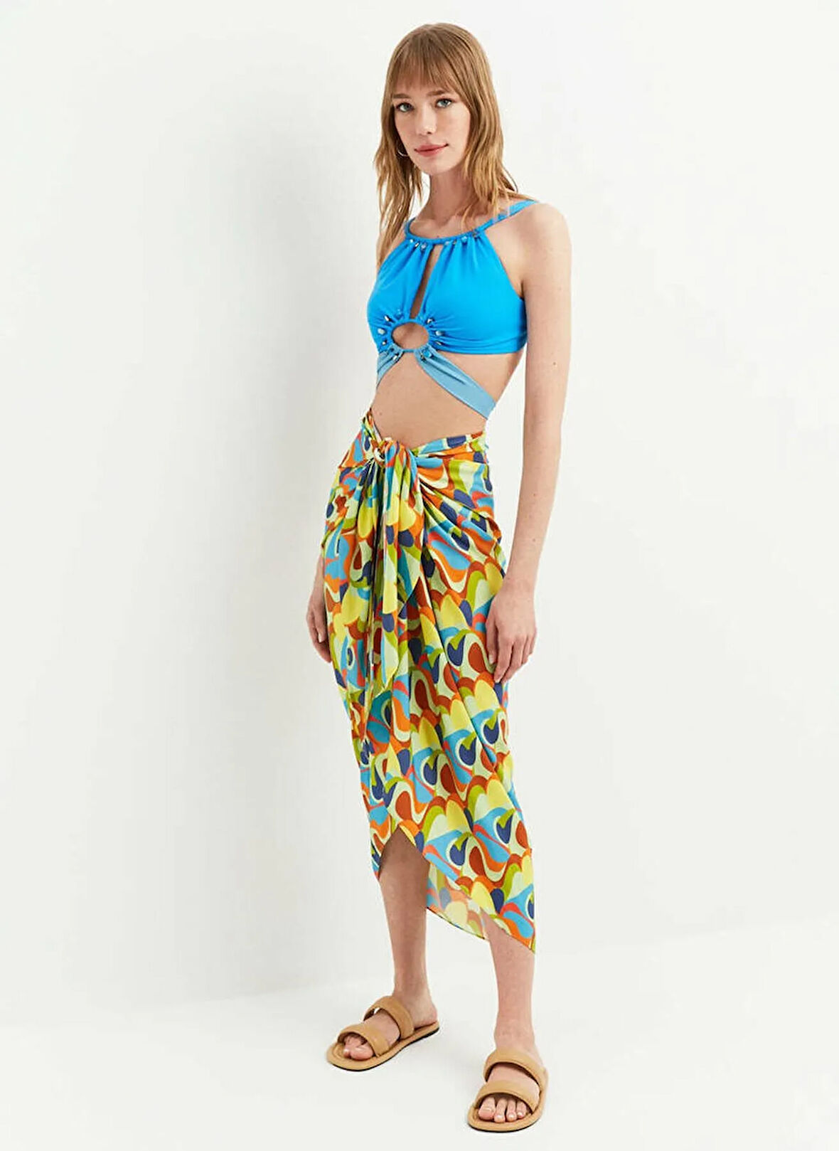 Maliluha Çok Renkli Kadın Pareo Retro Pareo