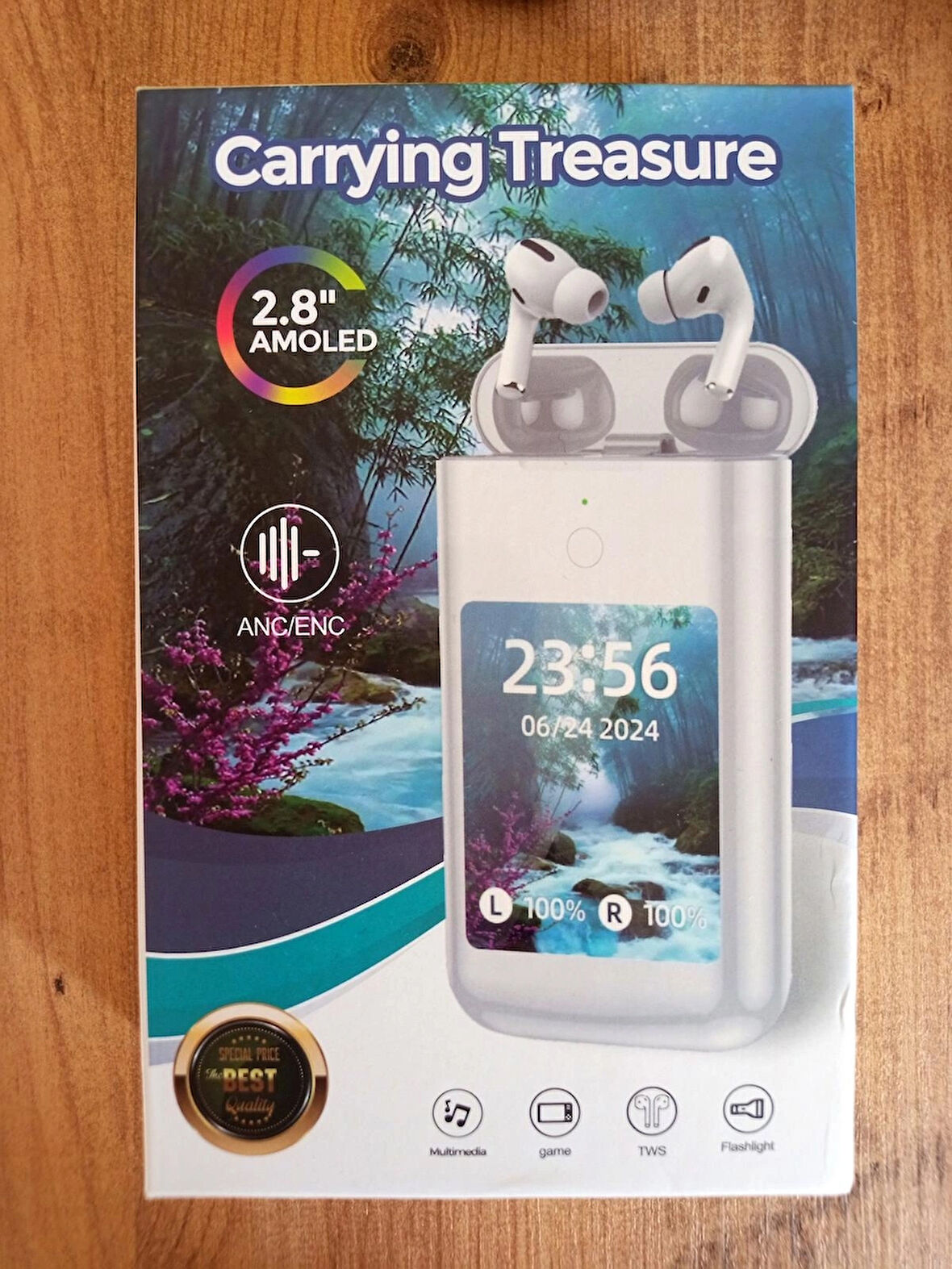 T-Line BRK TF20 Amoled 2.8 İnc Ekranlı 5000 mAh Powerbanlı Kulak İçi Kavucuklu Bluetooth Kulaklık