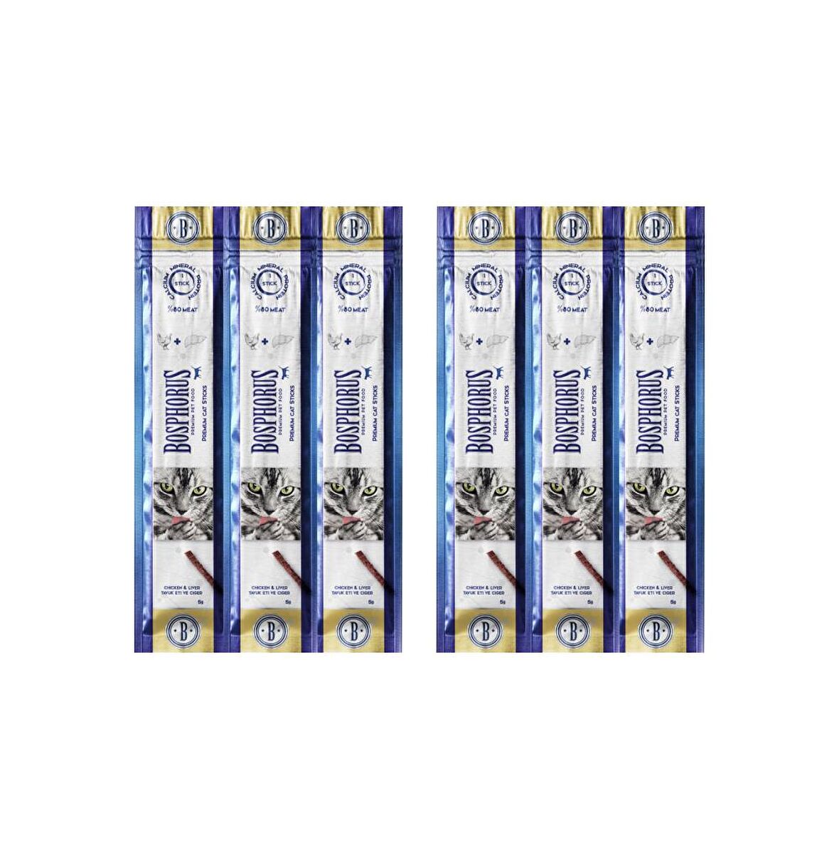 Bosphorus Premium Ciğer - Tavuklu Çubuk Yetişkin Kedi Ödülü 3x5 g 2'li 
