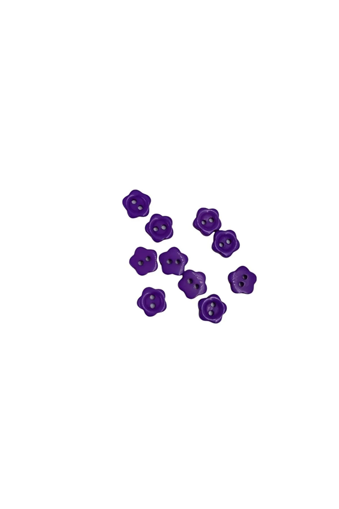 10 Adet 10 Mm Çiçek Düğme (MOR)