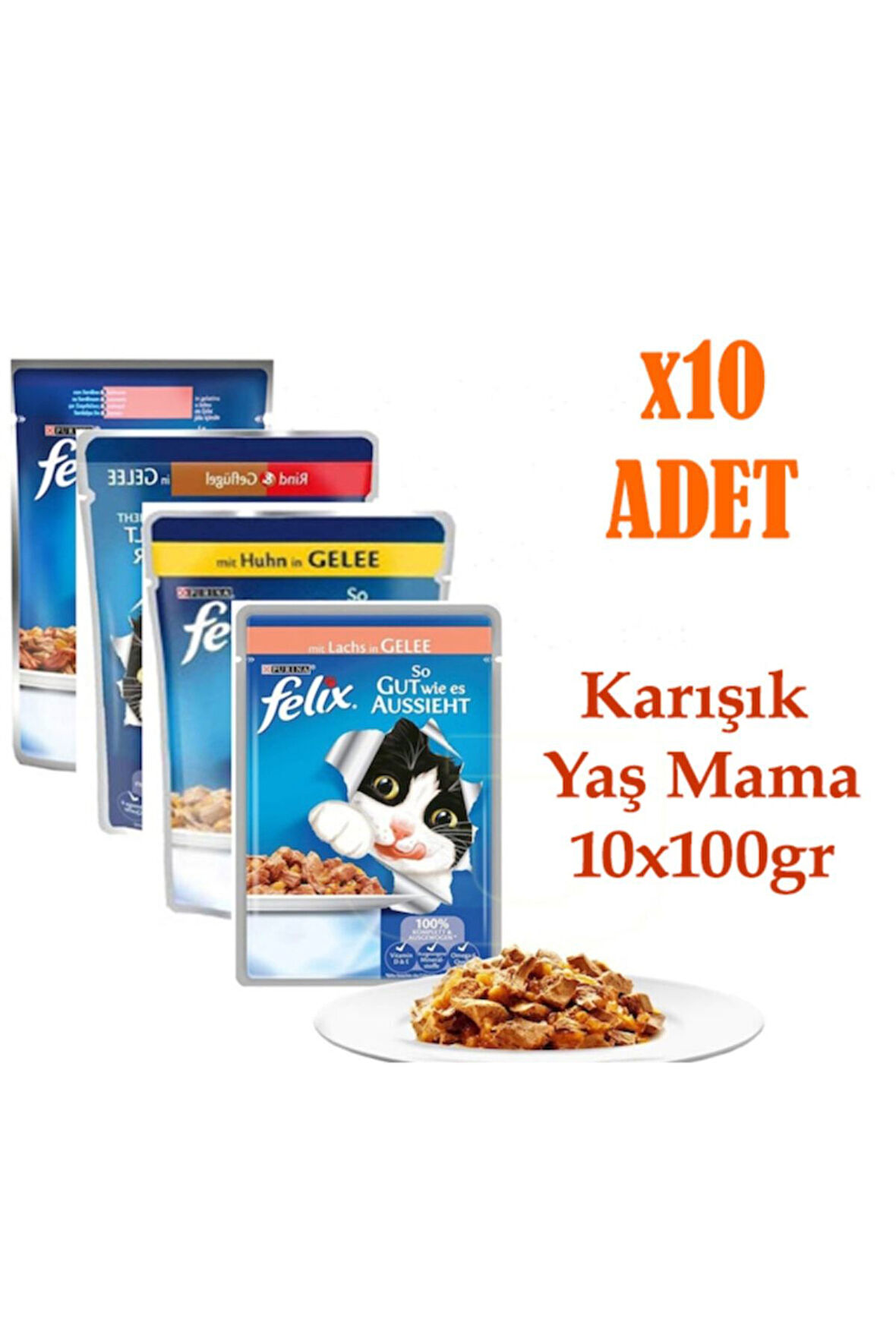 Felix Karışık Etli Pounch 10lu Ekonomik Paket
