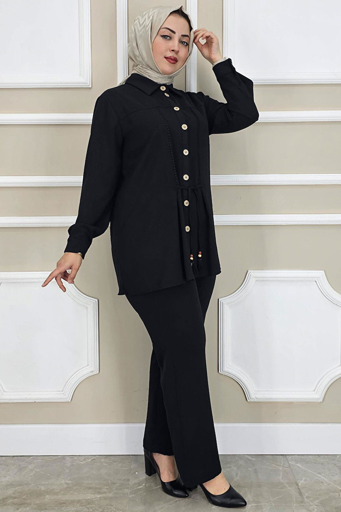 KADIN DANTEL ŞERİT DETAYLI TESETTÜR TAKIM