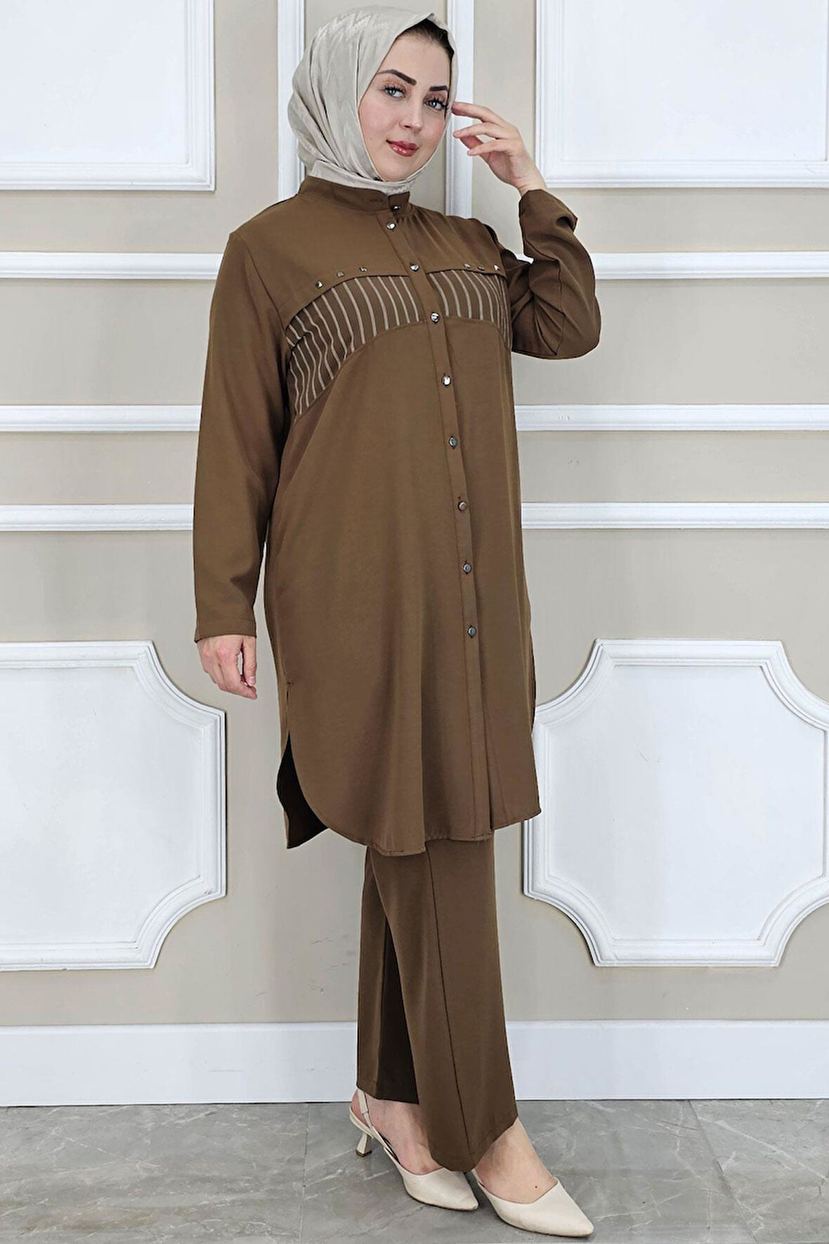 KADIN KOMBİNLİ TAŞ DETAYLI TESETTÜR TAKIM