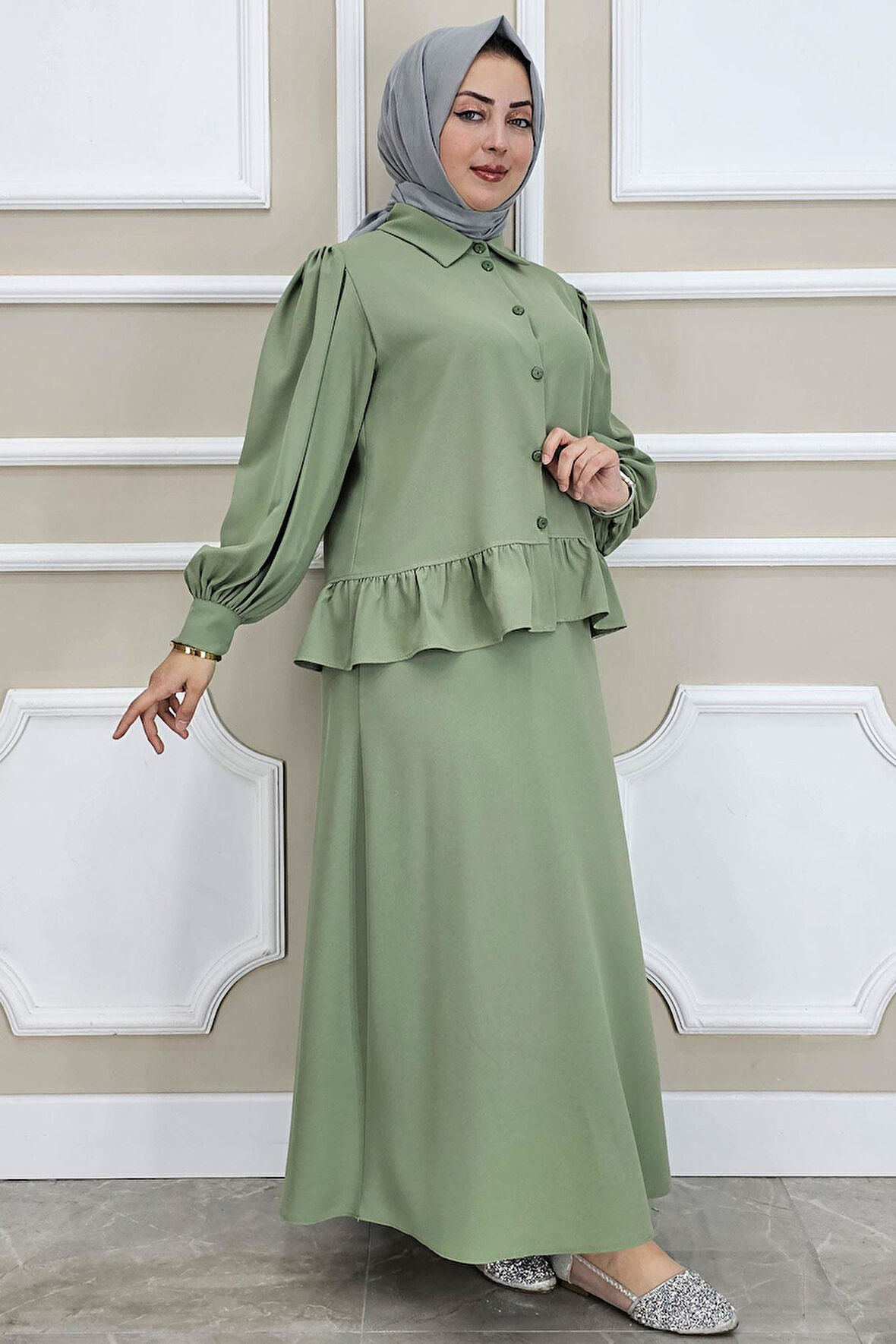 KADIN FIRFIR DETAYLI ETEKLİ TESETTÜR TAKIM