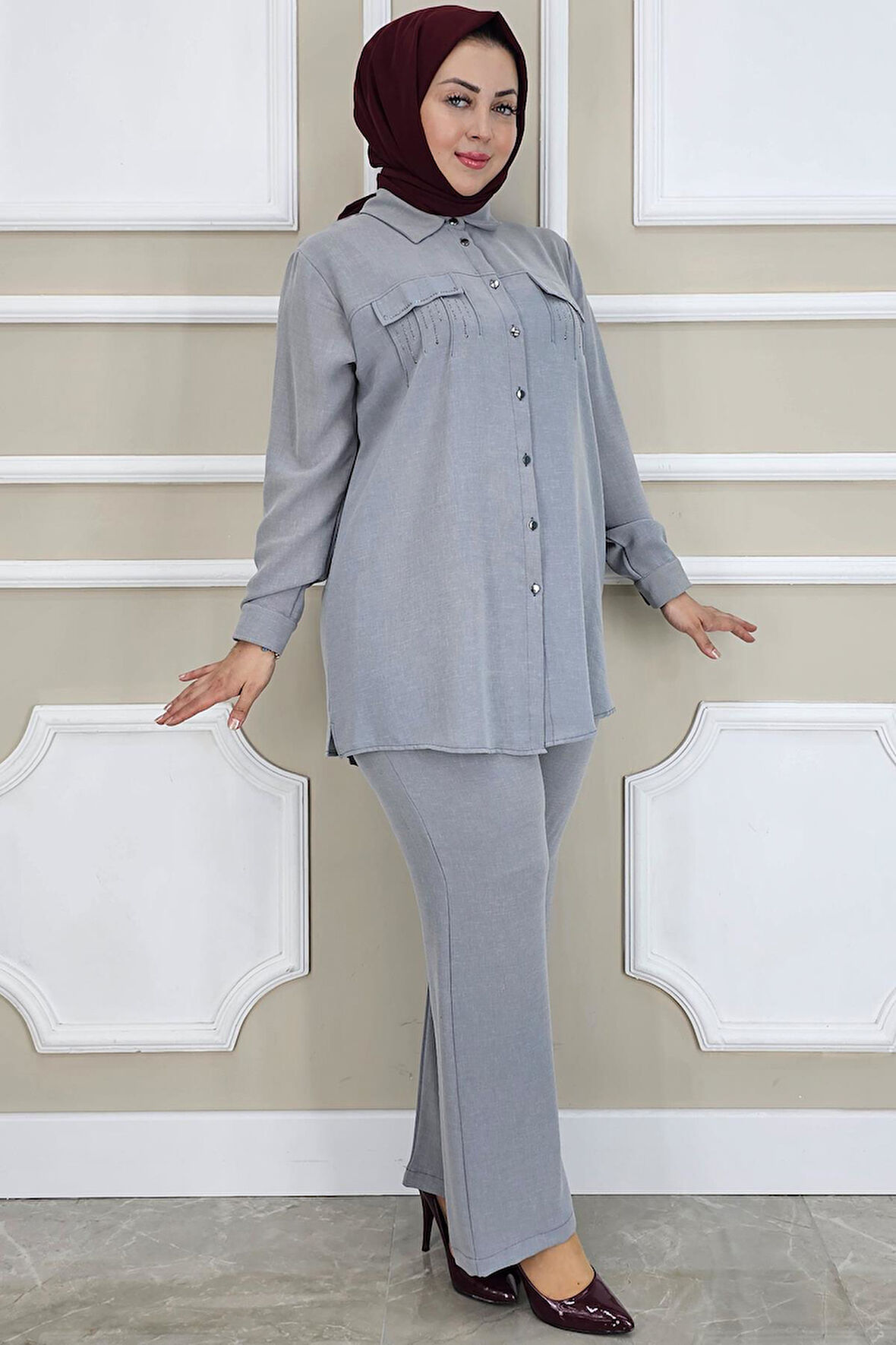 KADIN TAŞ DETAYLI TESETTÜR TAKIM