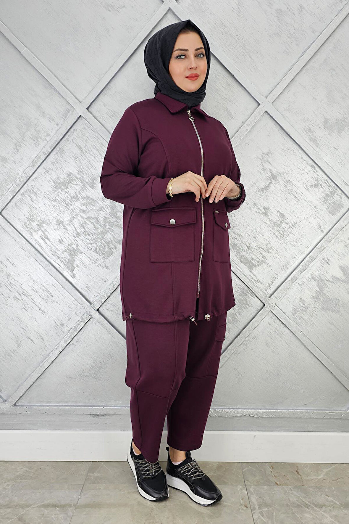 KADIN ÇIT ÇIT FERMUARLI TESETTÜR TAKIM