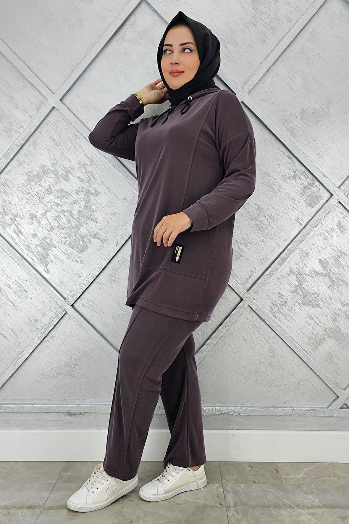 KADIN KAPÜŞONLU ARMA DETAYLI TESETTÜR TAKIM