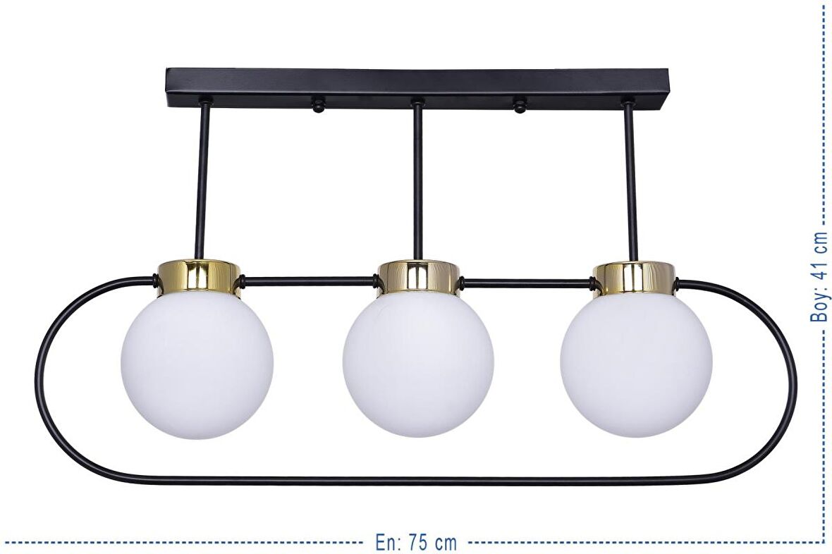 Göz 3 Lü Siyah Gold Modern