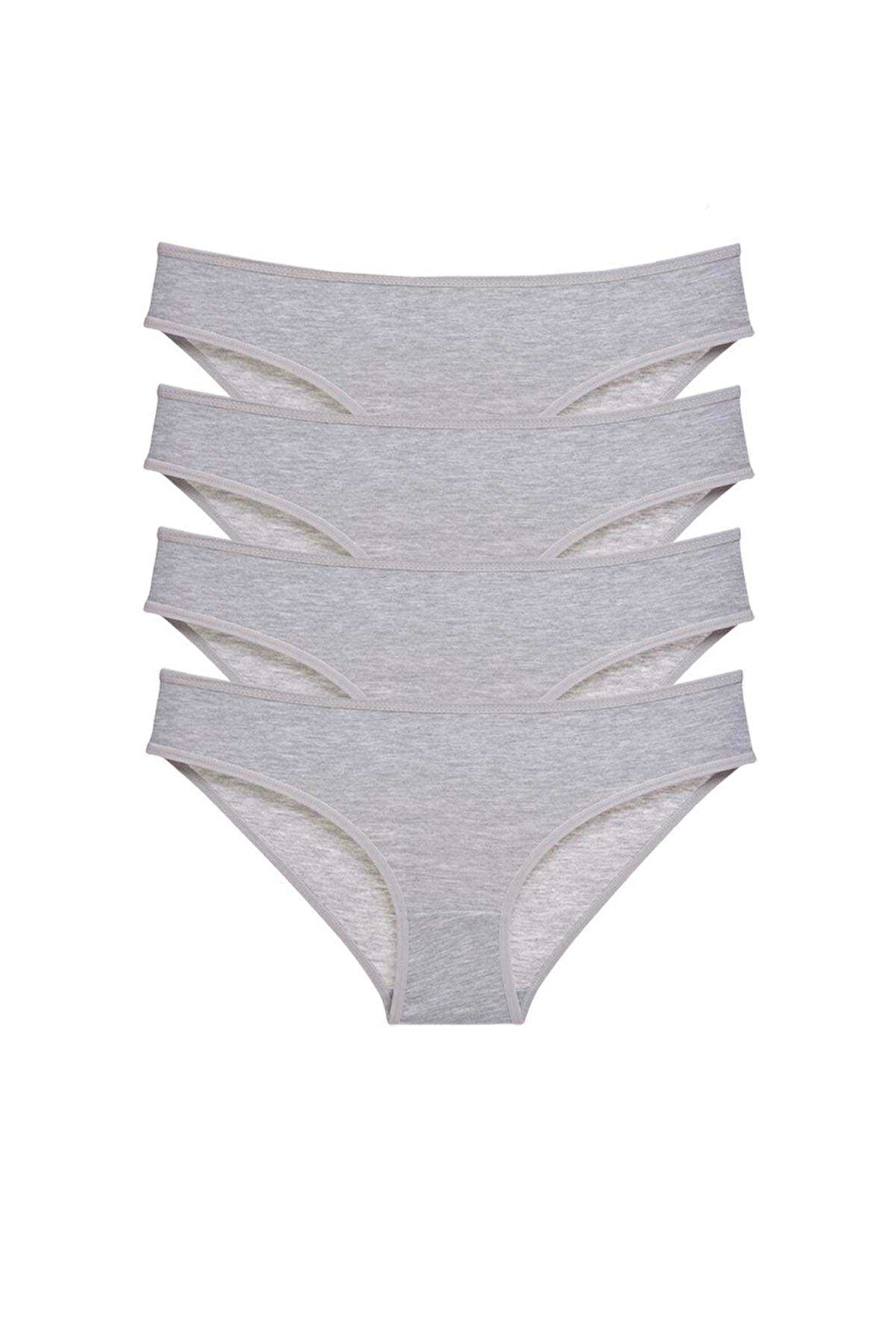 4 adet Süper Eko Set Likralı Kadın Slip Külot Gri