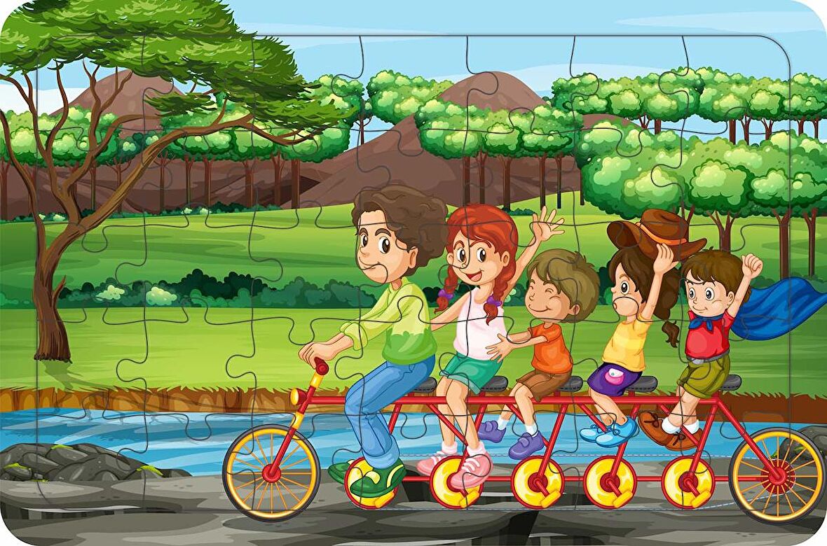 Bisiklet Turu 35 Parça Ahşap Çocuk Puzzle Yapboz