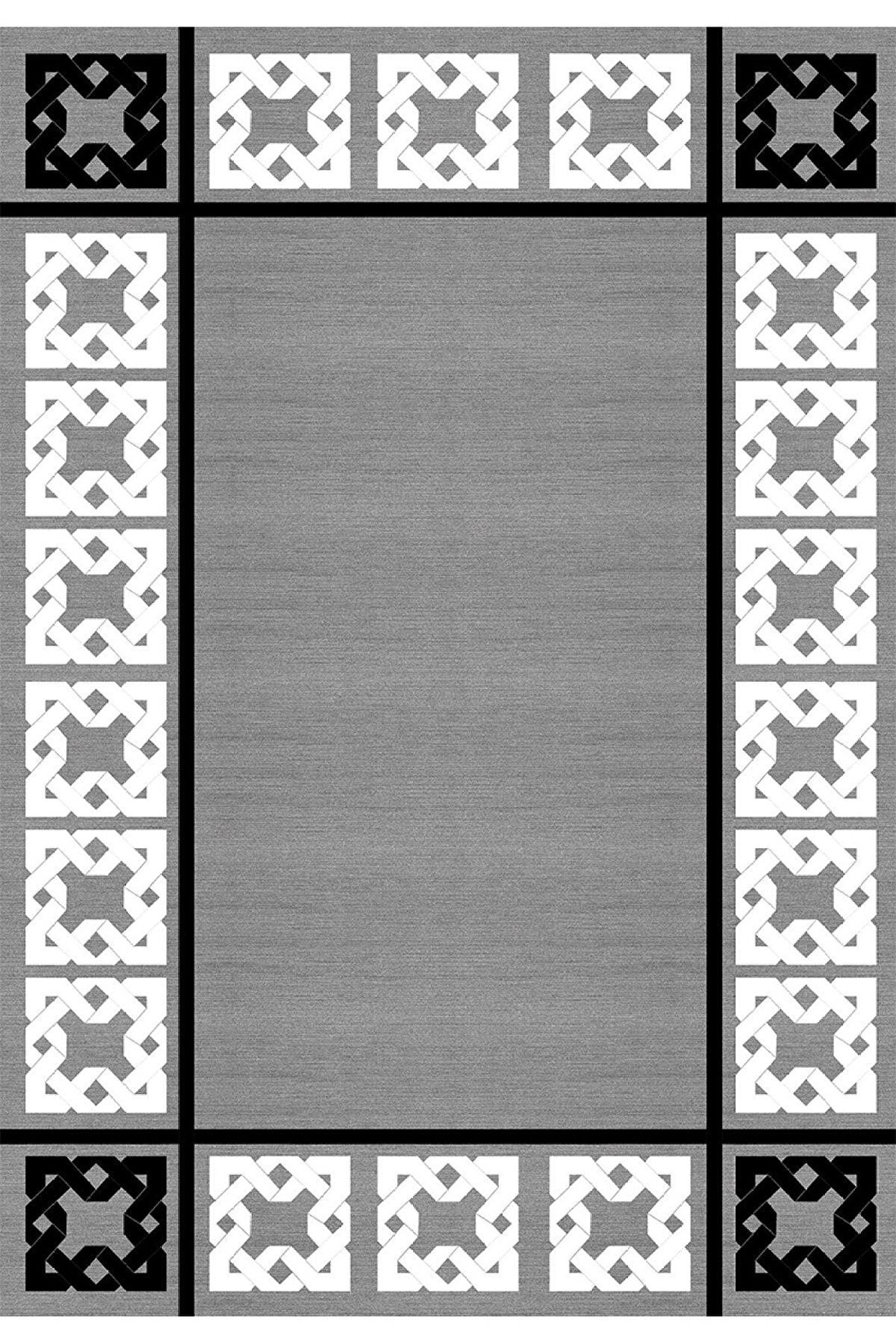 Gri Pvc Deri Kaymaz Taban Modern Salon Saçaksız Halı B-1071