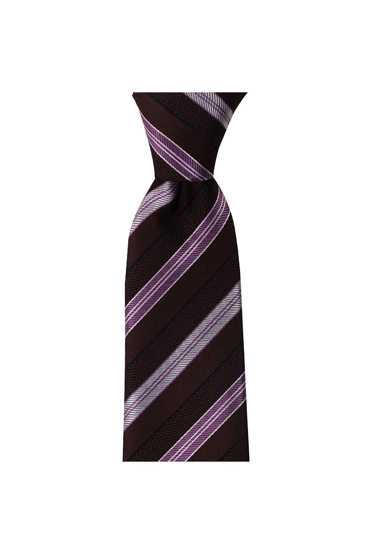 Kahverengi çizgili 8 cm genişliğinde kravat