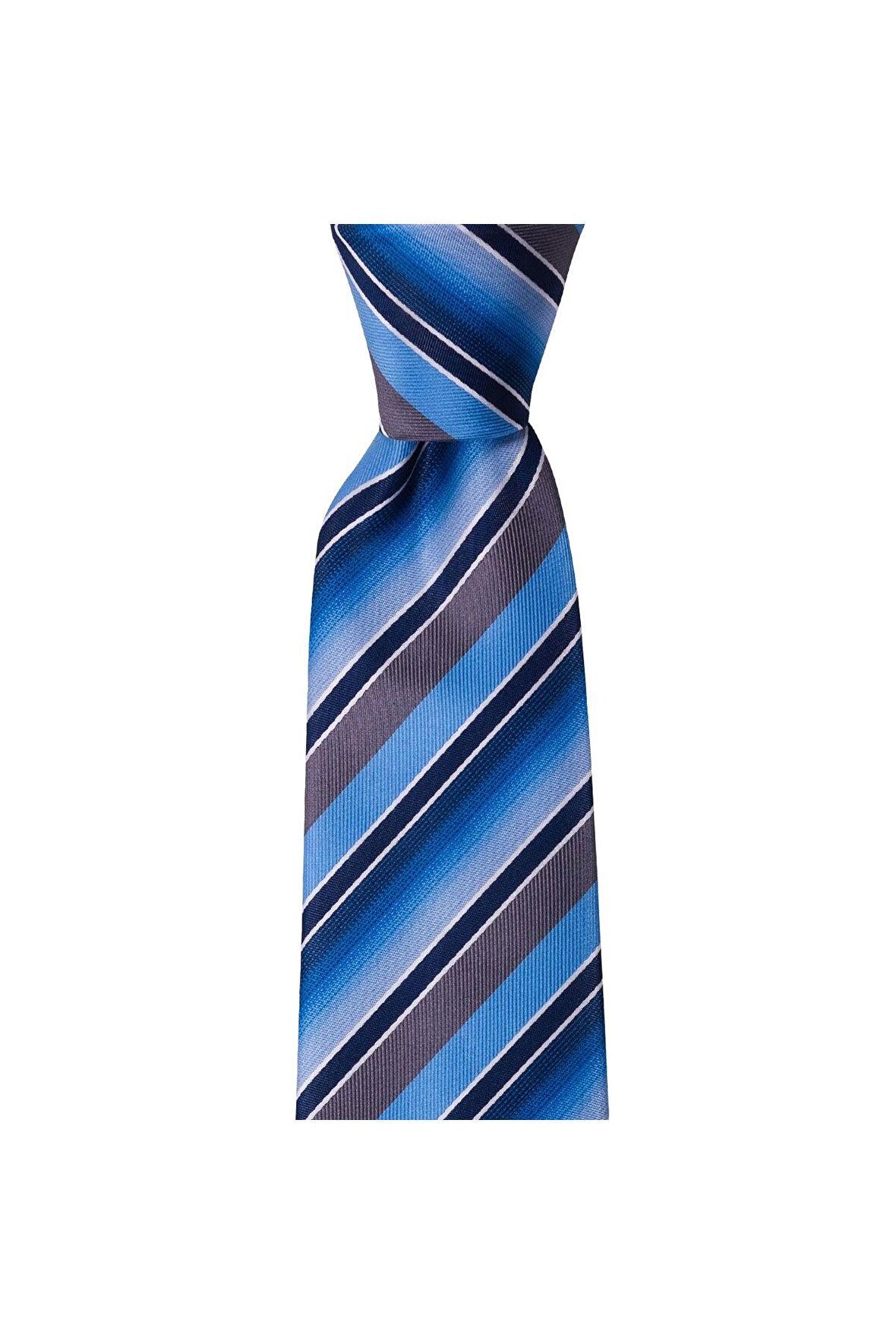 Koyu mavi çizgili 8 cm genişliğinde kravat