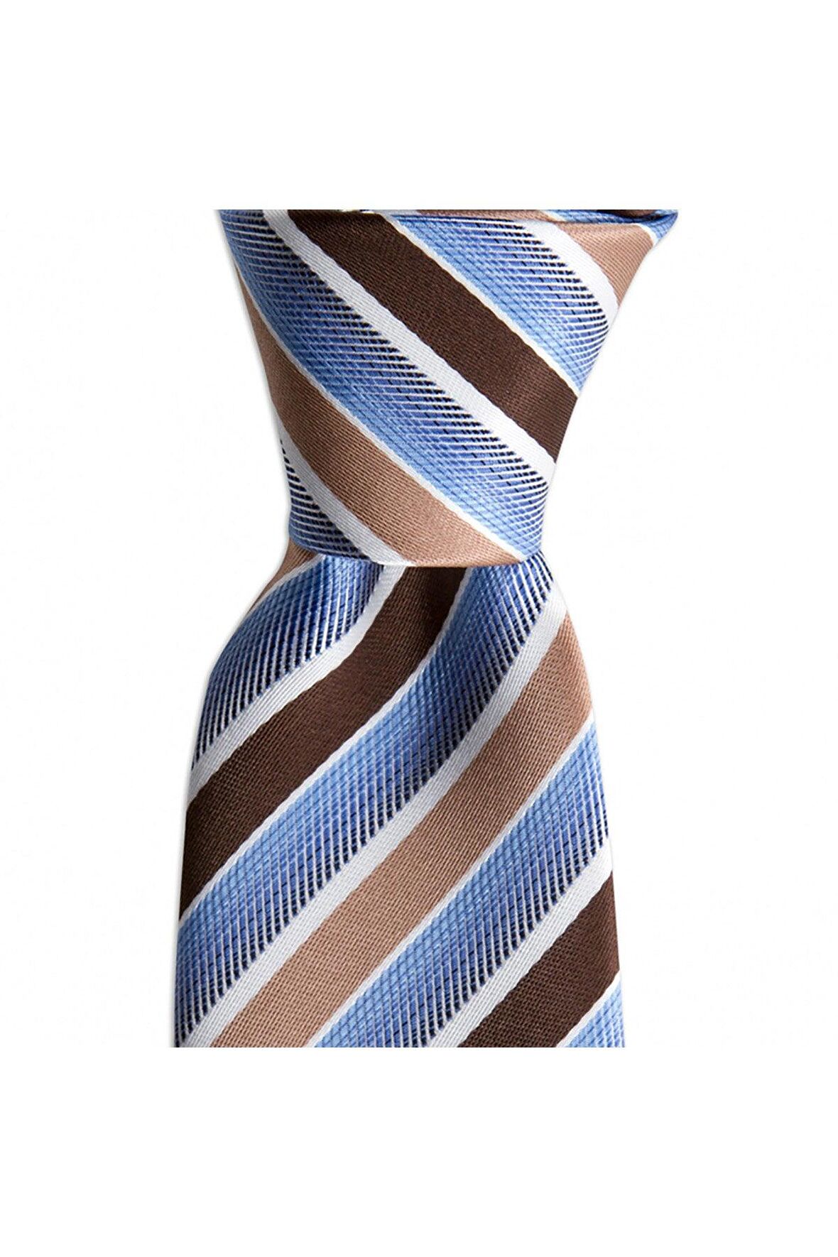 Kahverengi çizgili 8 cm genişliğinde kravat