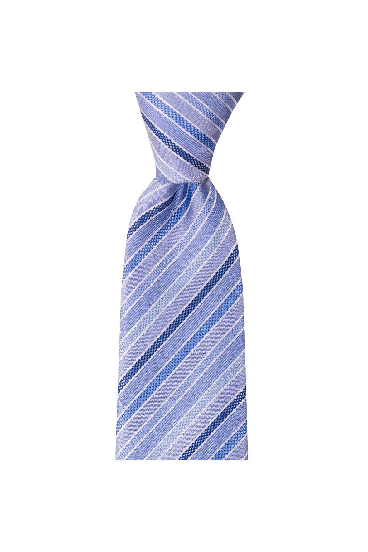 Açık mavi çizgili 8 cm genişliğinde kravat