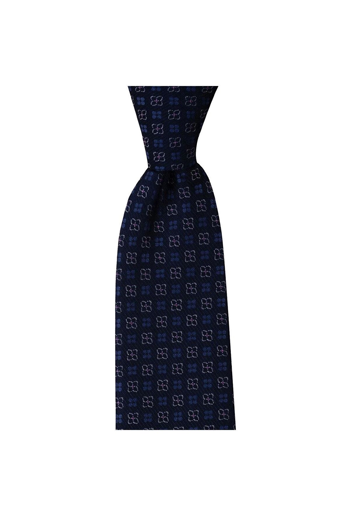 Çiçek desenli lacivert renkli 8 cm genişliğinde kravat