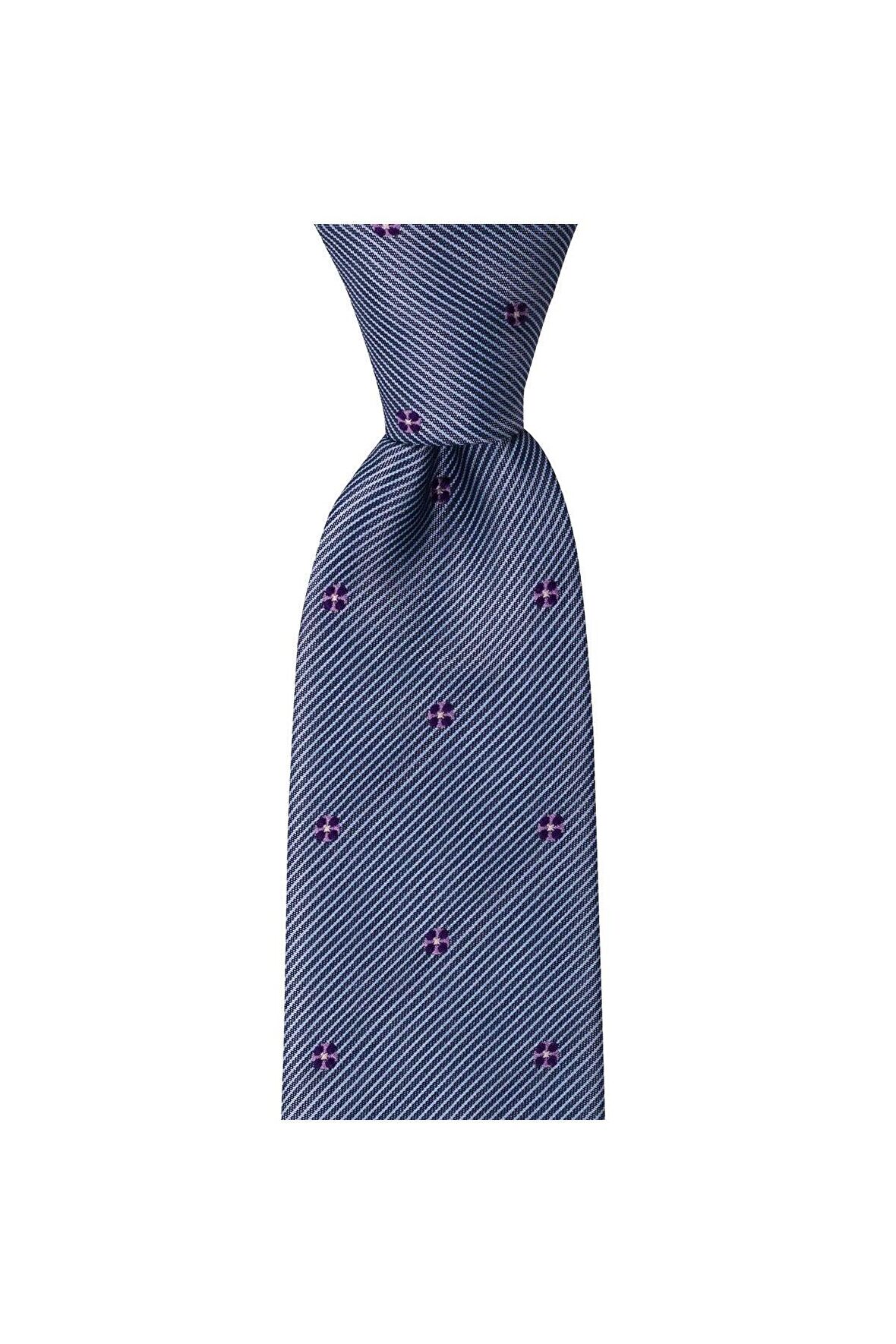 Lacivert desenli 8 cm genişliğinde kravat