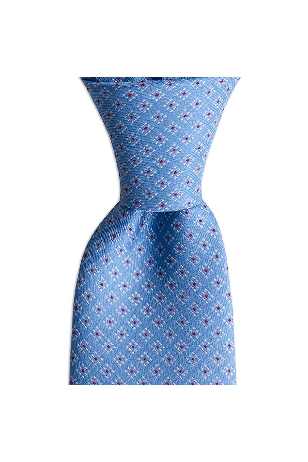 Mavi desenli 8 cm genişliğinde kravat