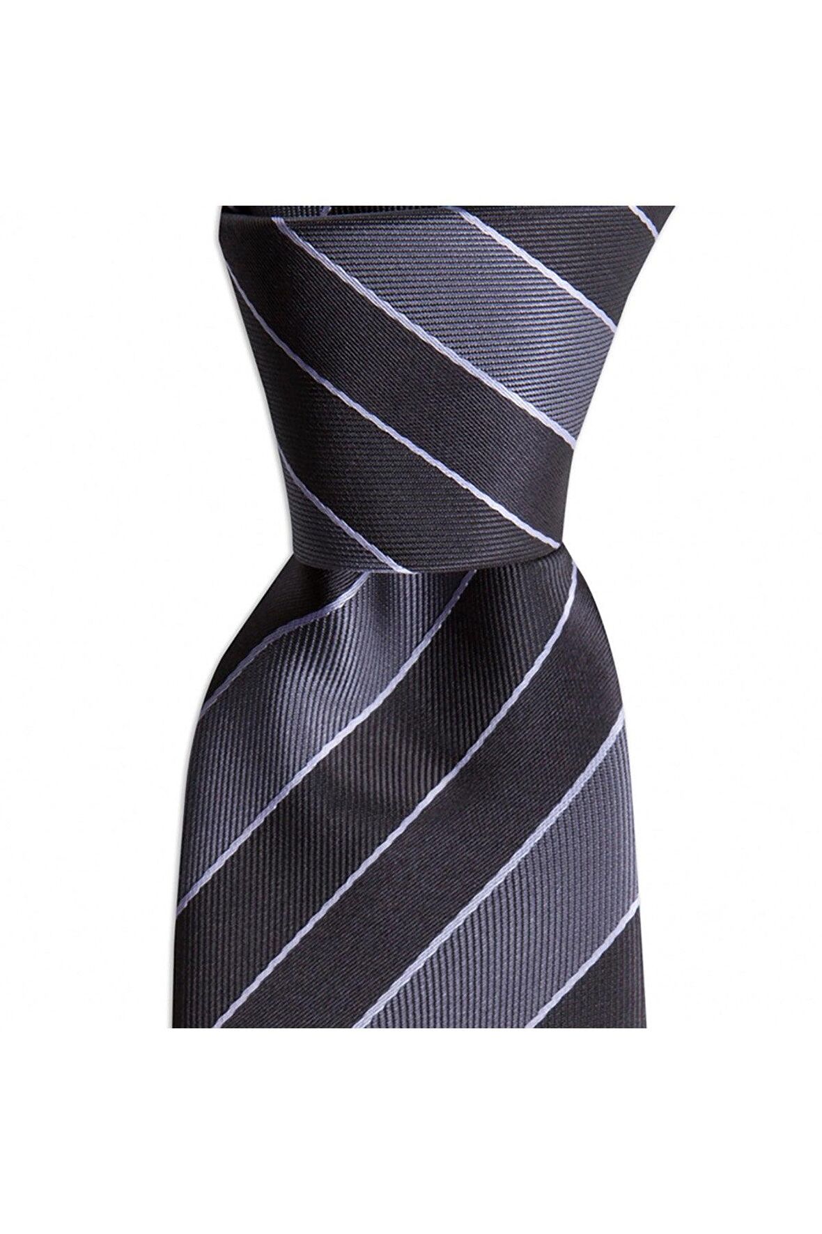 Gri çizgili 8 cm genişliğinde kravat