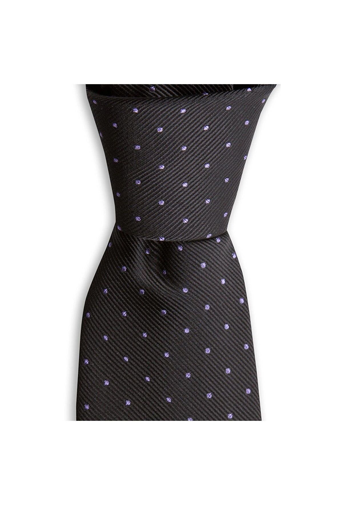 Siyah desenli 8 cm genişliğinde kravat