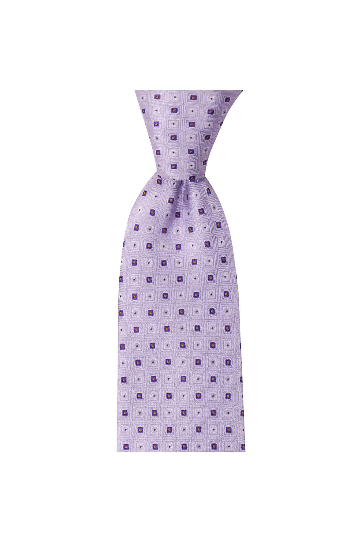 Lila desenli 8 cm genişliğinde mendilli kravat
