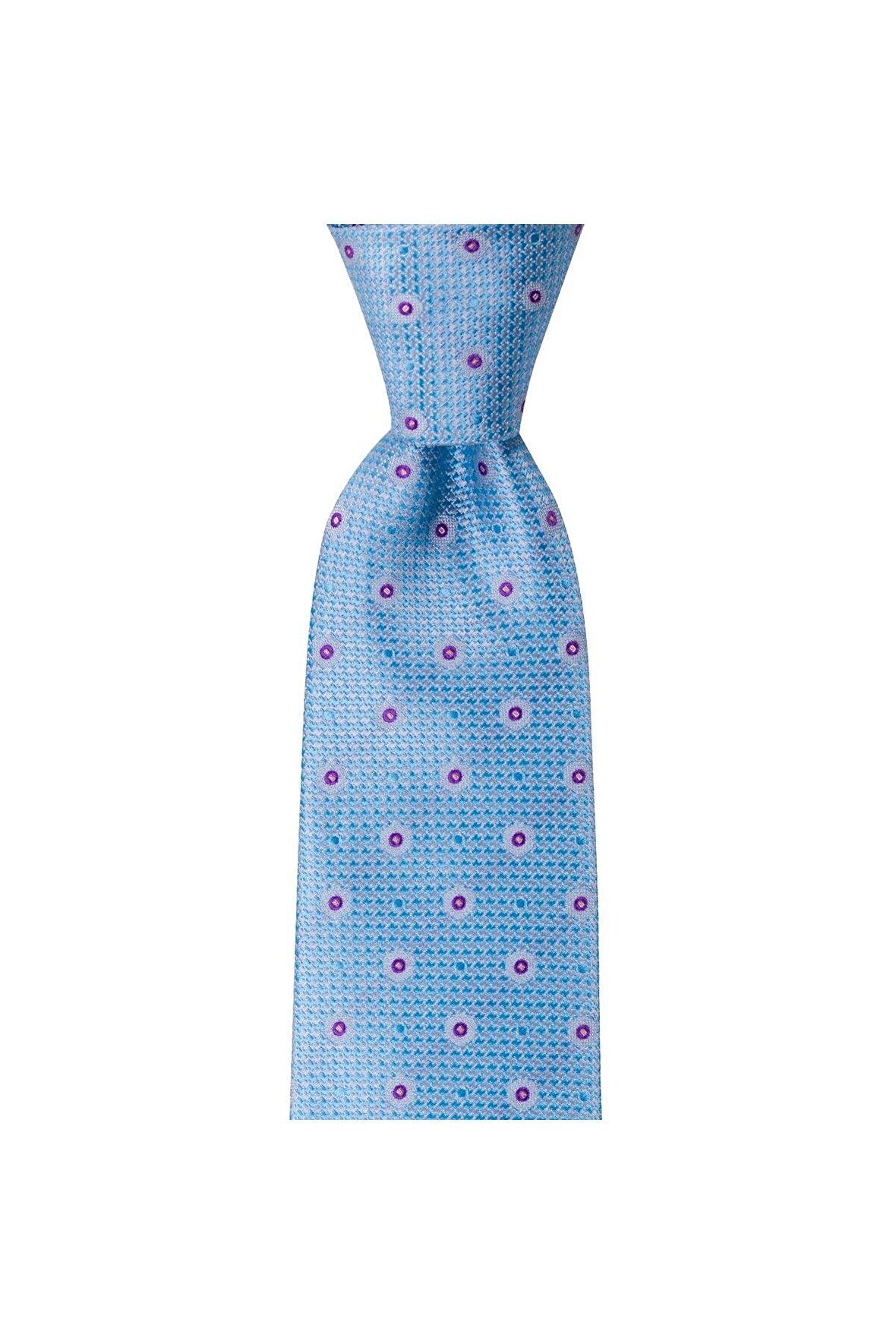 Açık mavi desenli 8 cm genişliğinde kravat