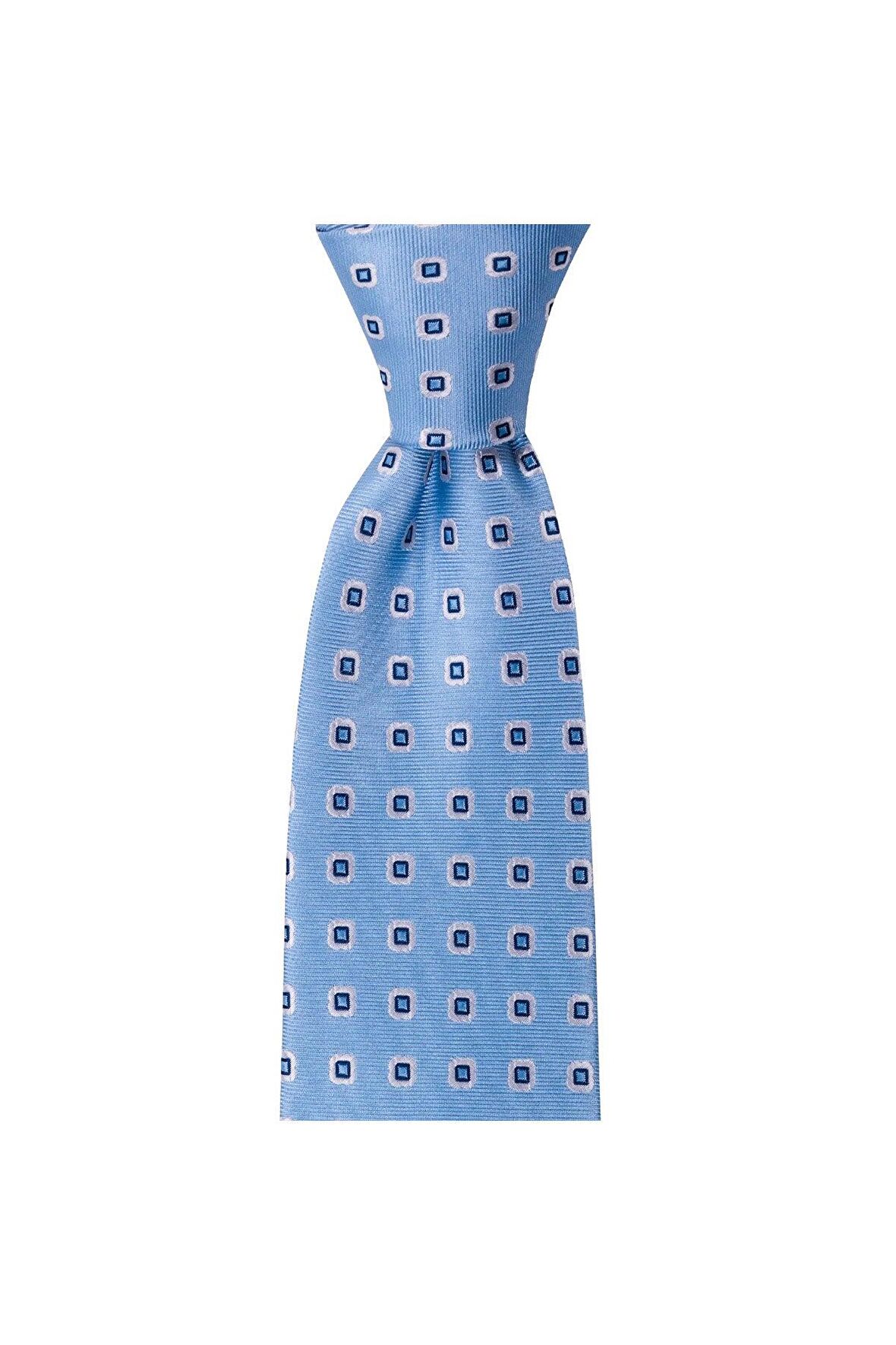 Mavi desenli 8 cm genişliğinde kravat