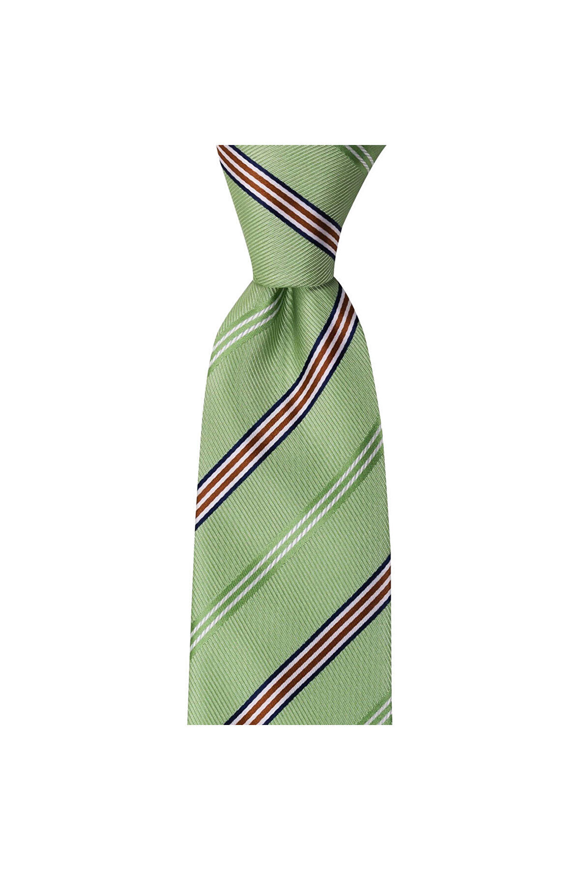Yeşil çizgili 8 cm genişliğinde mendilli kravat