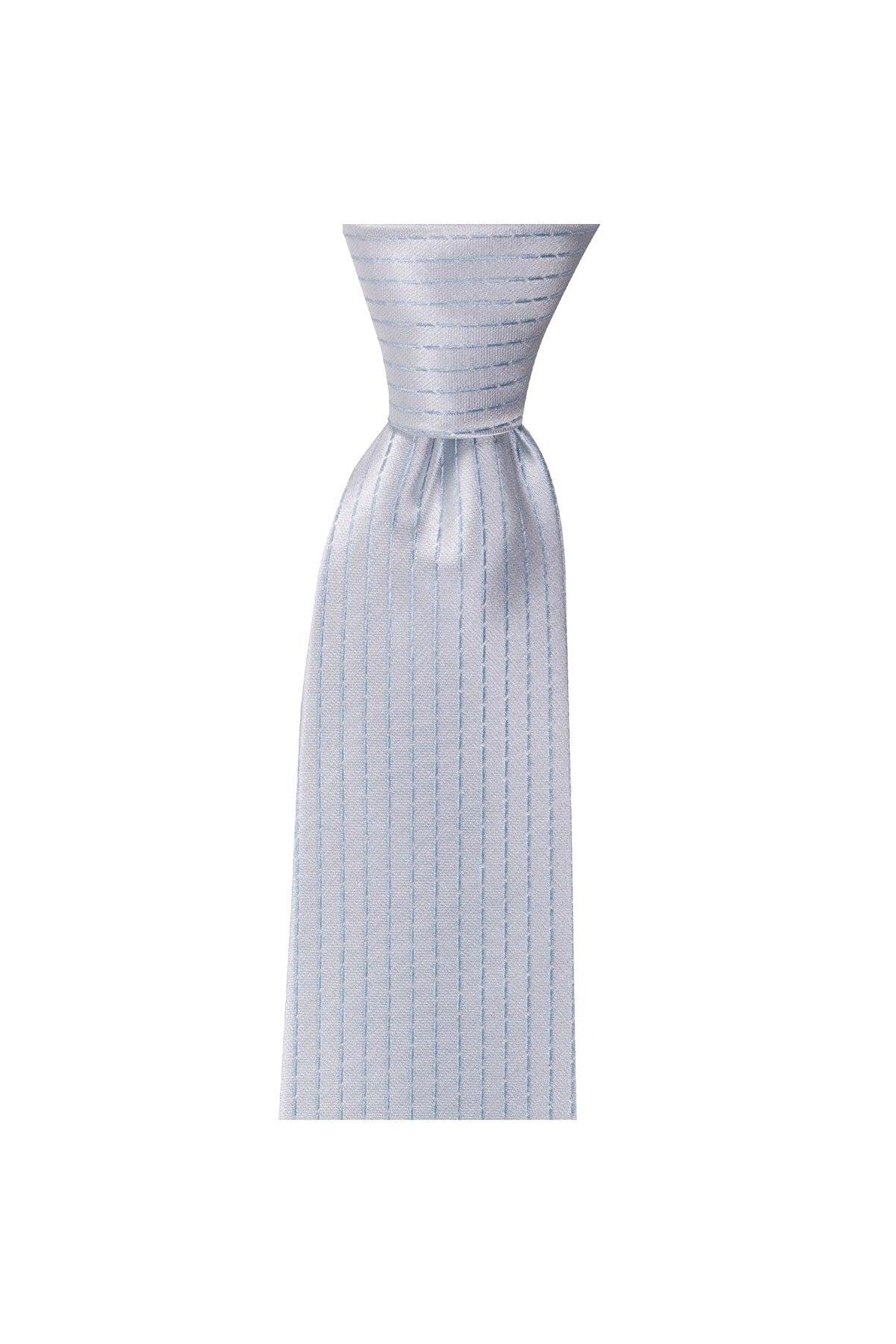 İnce turkuaz çizgili 8 cm genişliğinde kravat
