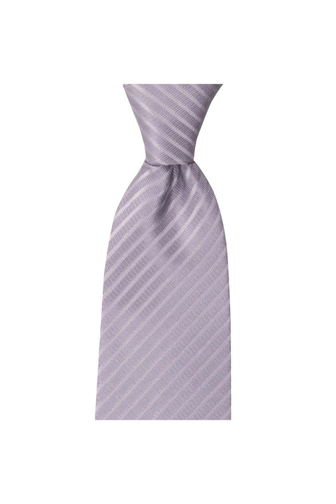 Açık gri çizgili 8,2 cm genişliğinde mendilli kravat