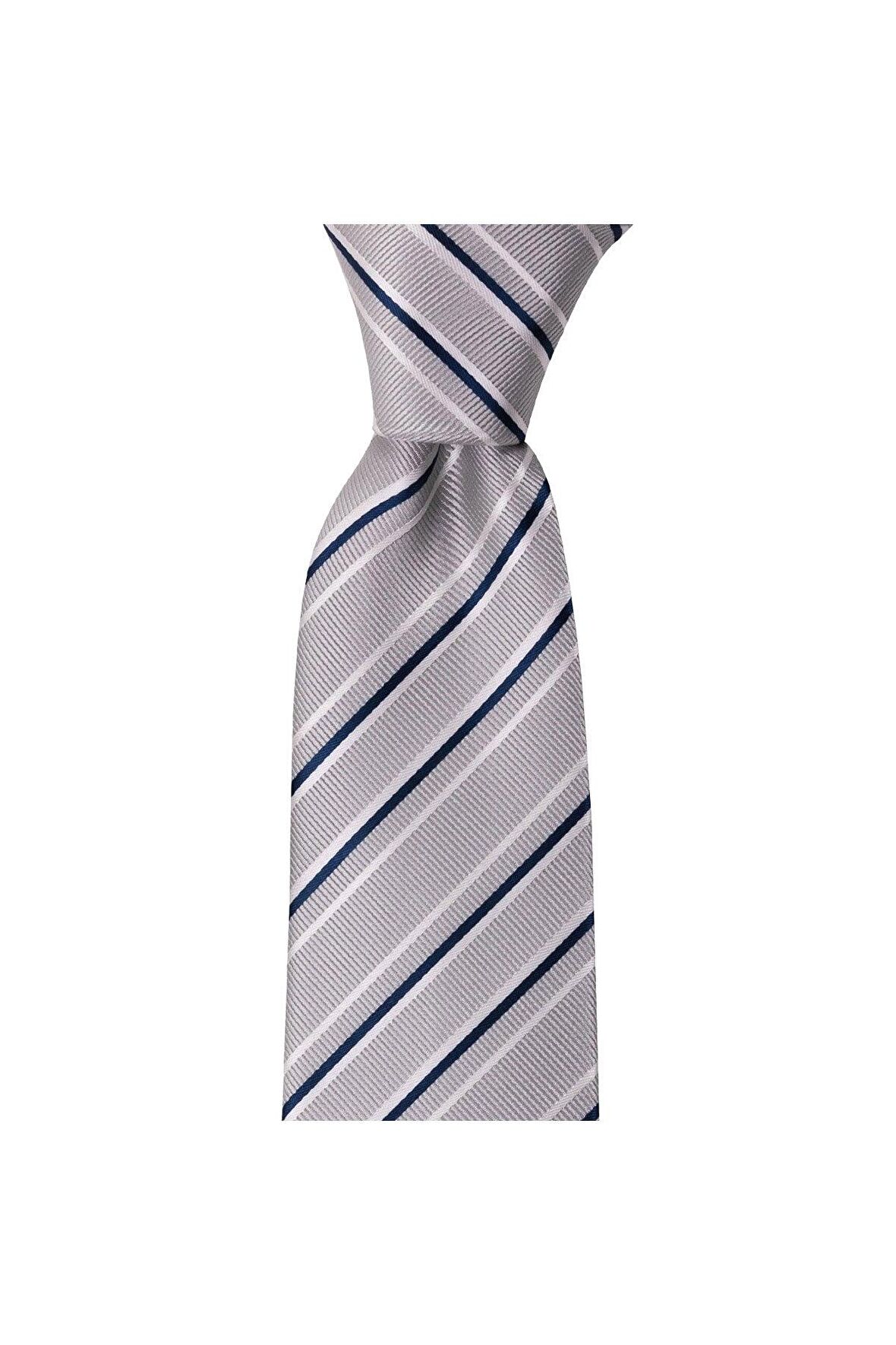 Gri çizgili 8 cm genişliğinde kravat