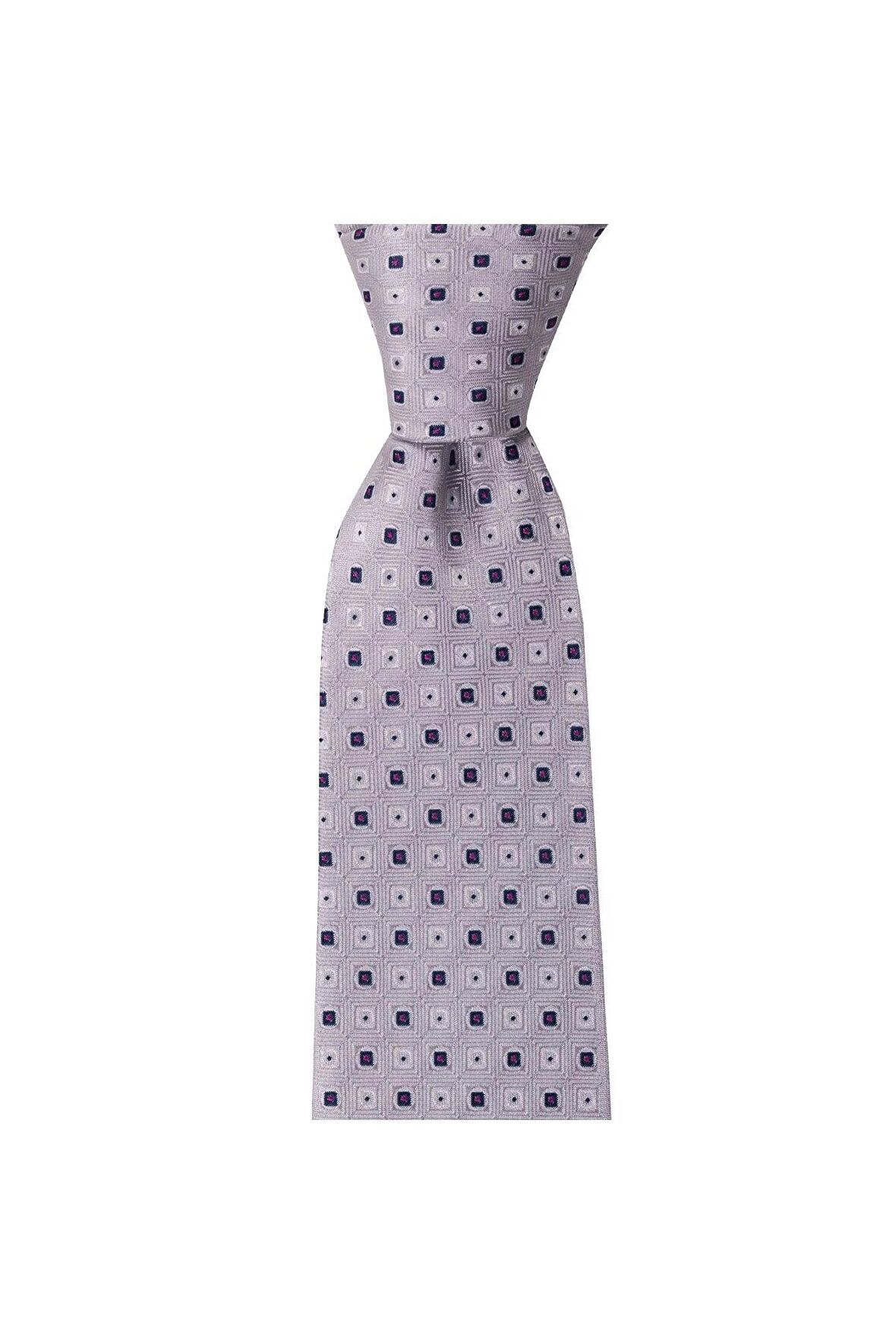 Açık gri desenli 8 cm genişliğinde kravat